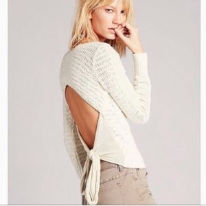 Free People | White Knit Sweater W/ Open Back